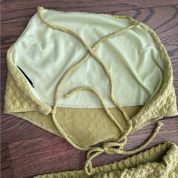 Blue Blush Lime Green Textured Two-Piece Skirt Halter-neck Set Size Small - Picture 9 of 9